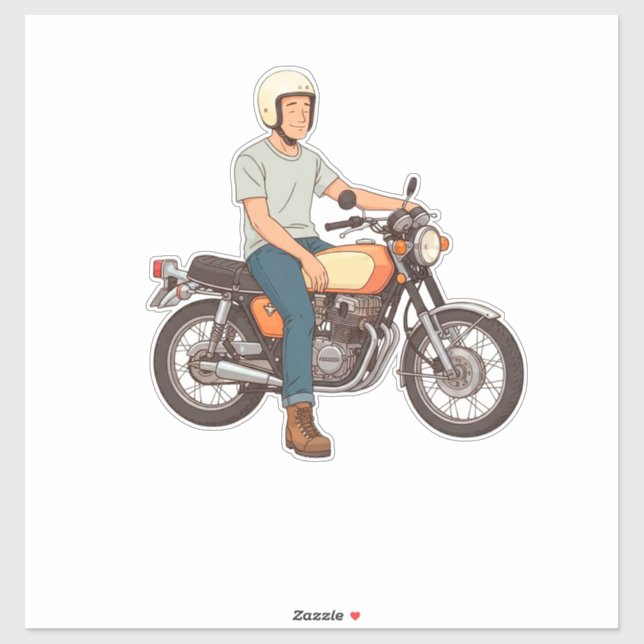 Biker Riding a Motorcycle  Sticker (Sheet)