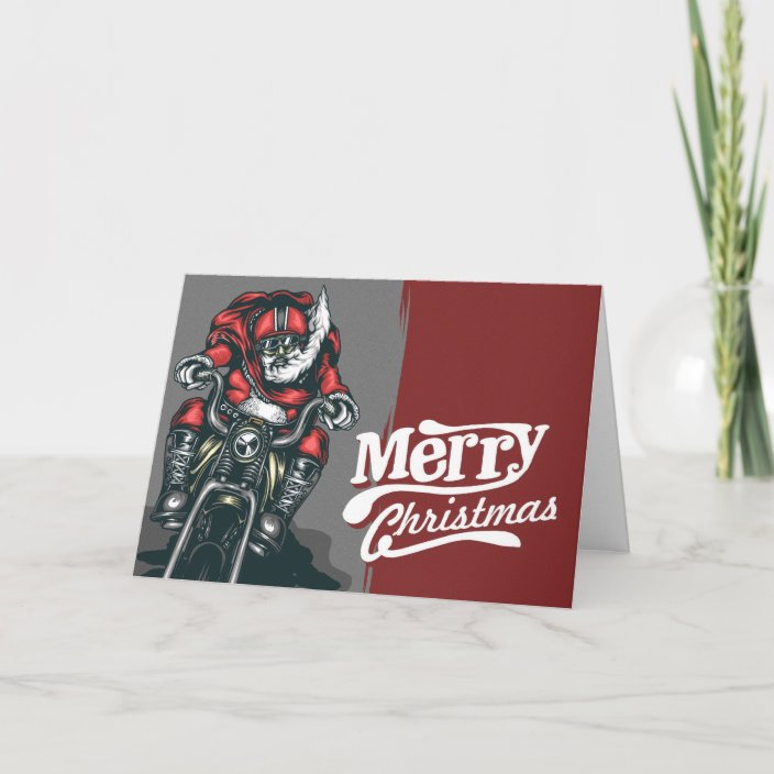 Biker Santa Christmas Greeting Card | Zazzle.com