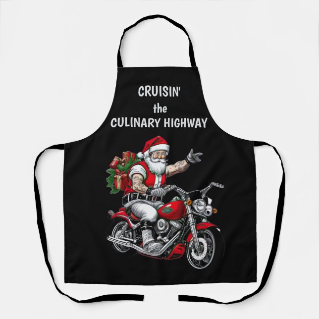 Biker Santa Claus Apron (Front)