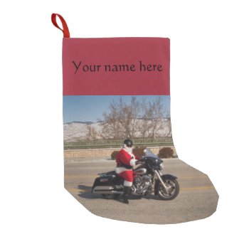 Biker Santa Claus Customizable Christmas Stocking by erinphotodesign at Zazzle