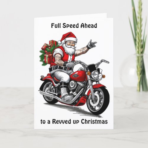 Biker Santa Claus  Holiday Card