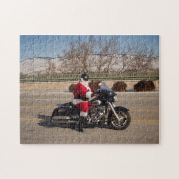 Biker Santa Claus Motorcycle Puzzle by erinphotodesign at Zazzle