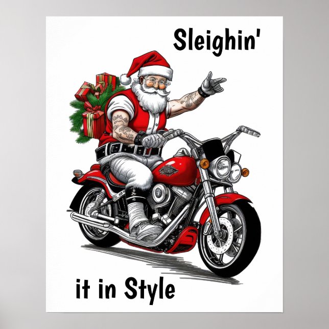 Biker Santa Claus Poster (Front)