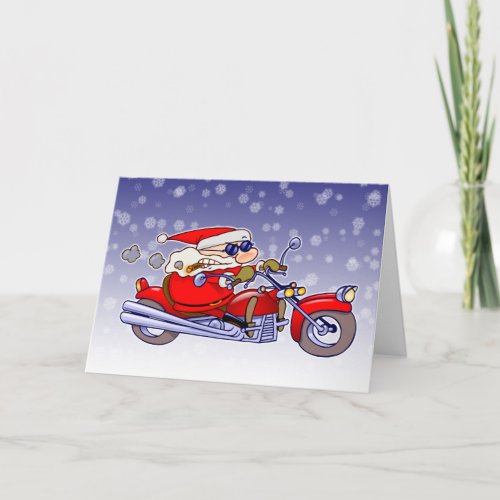 Biker Santa Holiday Card
