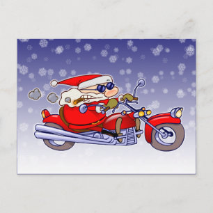 Biker Santa Holiday Postcard