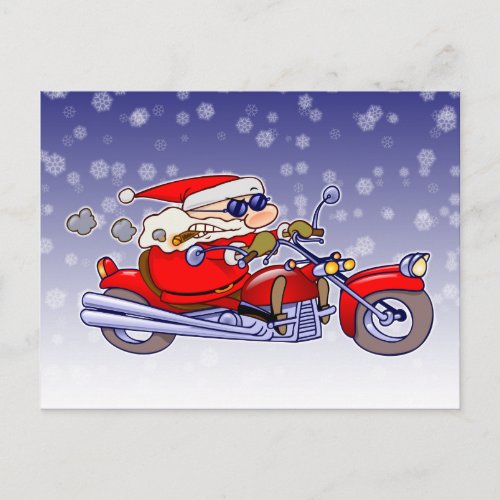Biker Santa Holiday Postcard