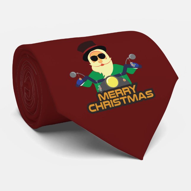 Biker Santa Men's Tie (Rolled)