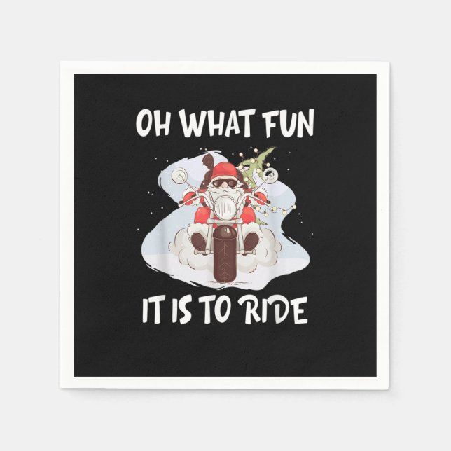 Biker Santa Motorcycle Fan Merry Christmas Xmas Ho Napkins (Front)
