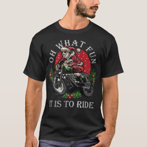 Biker Santa Motorcycle Fan Merry Christmas Xmas Ho T_Shirt