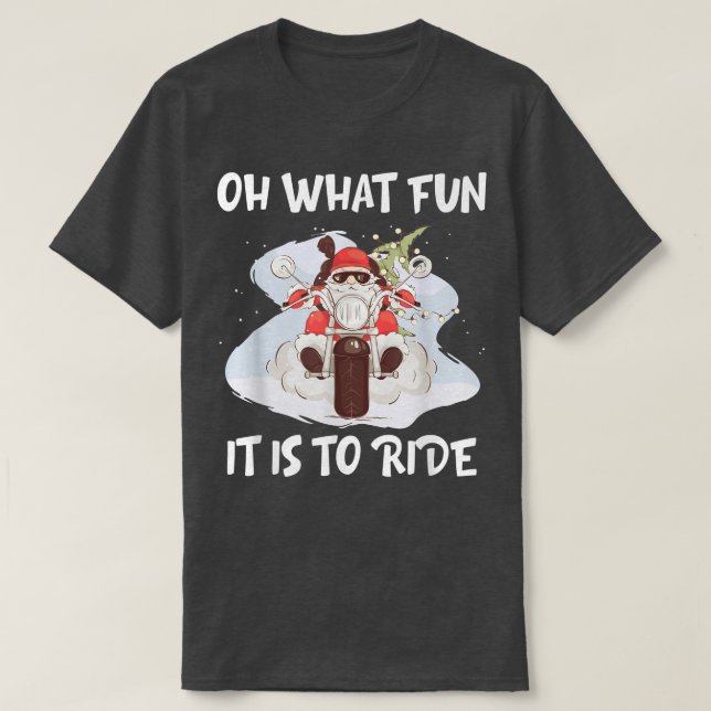 Biker Santa Motorcycle Fan Merry Christmas Xmas Ho T-Shirt (Design Front)