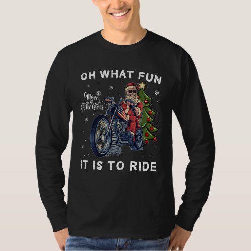 Biker Santa Motorcycle Fan Merry Christmas Xmas Ho T_Shirt