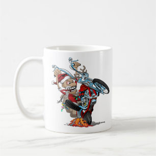 Biker Santa on a chopper cartoon illustration Coffee Mug