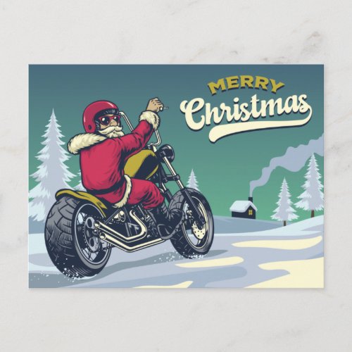 Biker Santa Postcard