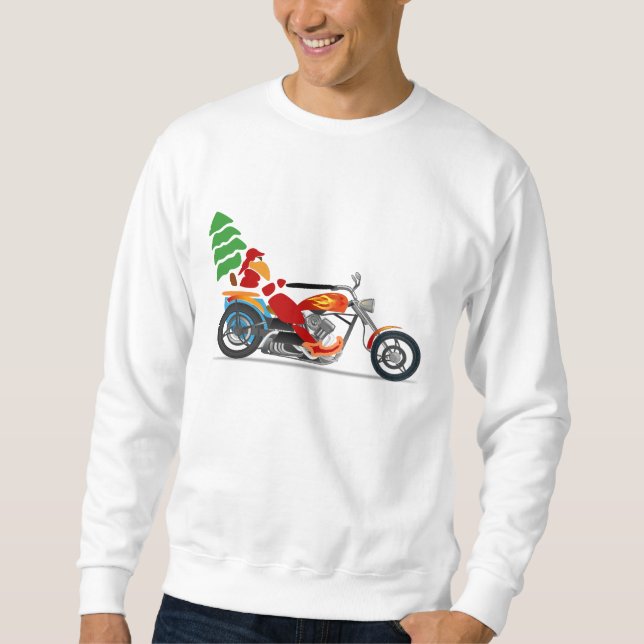 Biker Santa Riding a Motorcycle Sweatshirt (Front)