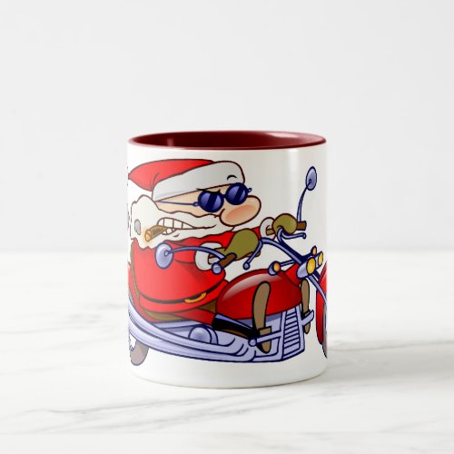 Biker Santa Two_Tone Coffee Mug