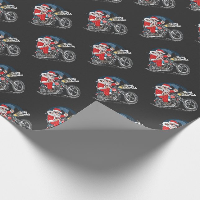 Biker Santa Wrapping Paper (Corner)