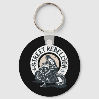 Biker Scorcher on a Motorcycle Keychain