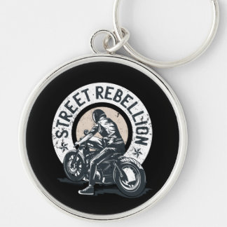 Biker Scorcher on a Motorcycle Keychain