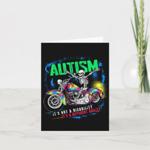 Biker Skeleton Riding Motorcycle Puzzle Autism Awa Card