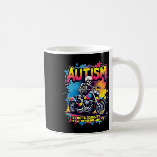 Biker Skeleton Riding Motorcycle Puzzle Autism Awa Coffee Mug