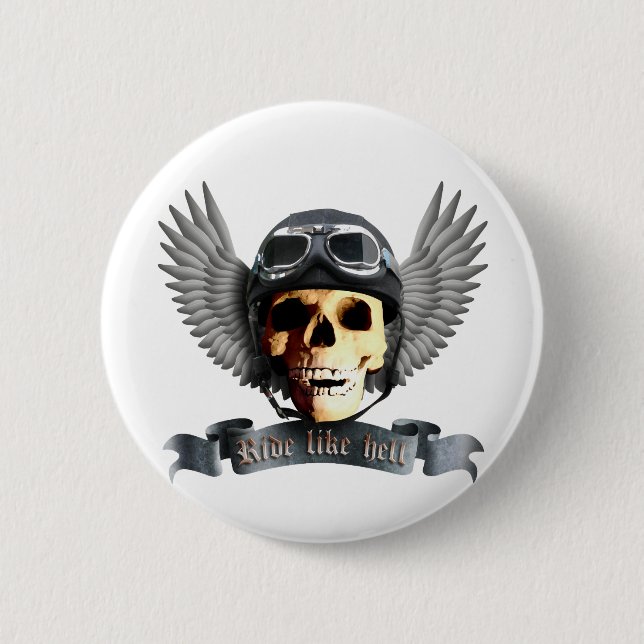 Biker Skull A Pinback Button (Front)