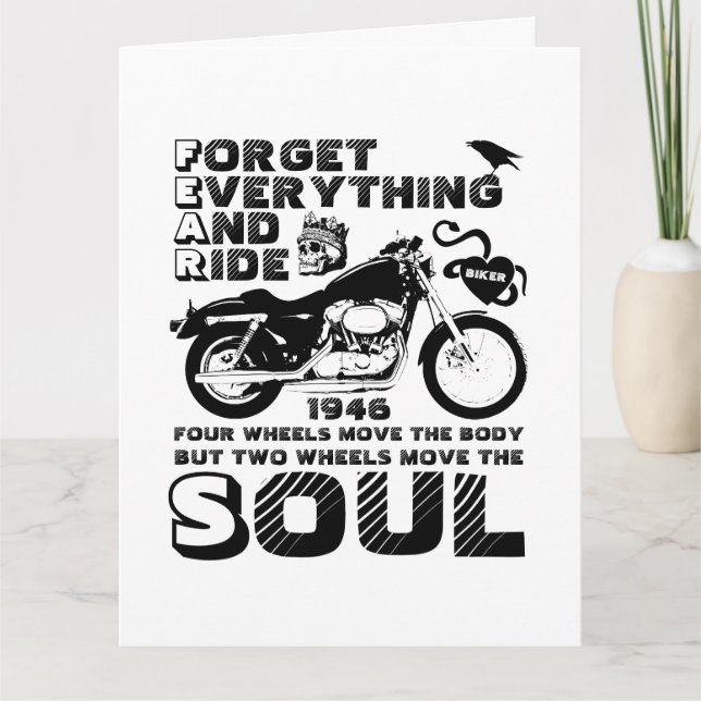 Biker Soul, Personalised Date of Birth Card (Front)