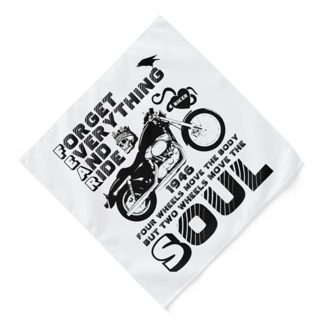 Biker Soul, Personalized Date of Birth Bandana (Front)