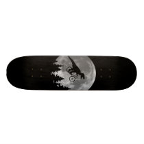 Biker t rex In Sky With Moon 80s Parody Skateboard Deck Biker t rex In Sky With Moon 80s Parody Skateboard Deck