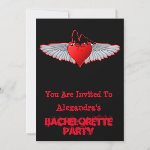 Biker tattoo rock style bachelorette party invitation