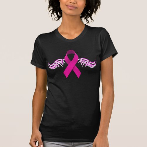 Biker Tribal Wings for Breast Cancer Awareness T_Shirt
