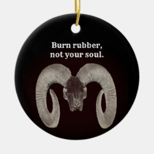 biker vintage,Goat Skull Face ,and Personalized Ceramic Ornament