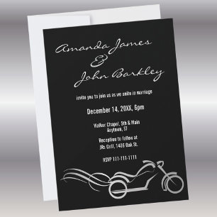 Biker Wedding Black with Swirls Invitation