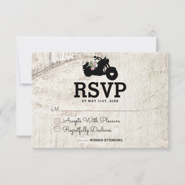 Biker Wedding RSVP Insert Card Open Road (Front)
