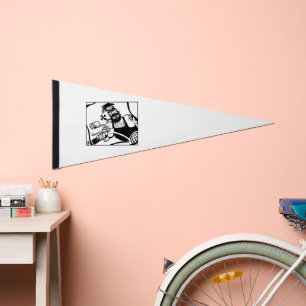 Biker white pennant flag