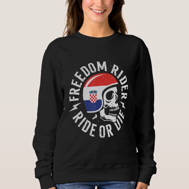 Biker with Croatia flag Sweatshirt (Front)
