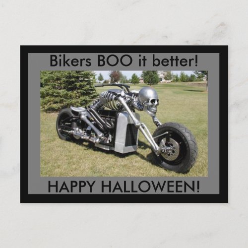 Bikers BOO it better Happy Halloween postcard
