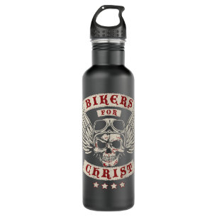Bikers for Christ Motorcycle Patch Christian -Desi Stainless Steel Water Bottle