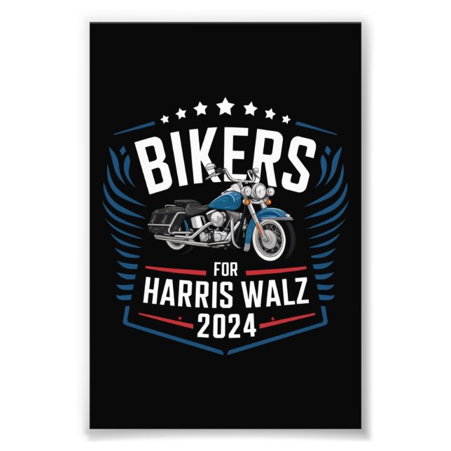 Bikers For Harris Walz 2024 Harris Waltz 2024  Photo Print (Front)