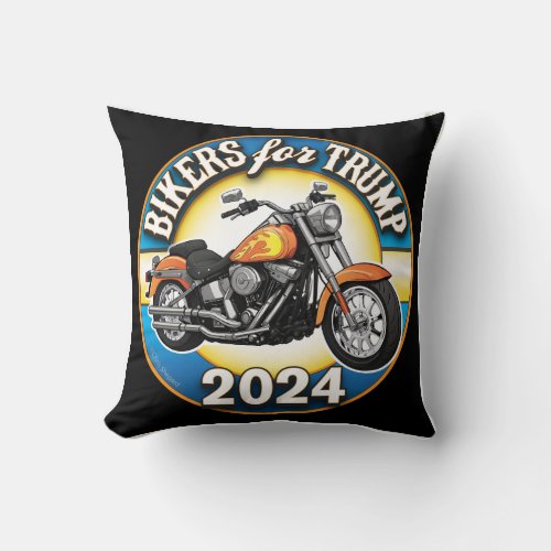 Bikers For Trump 2024 Patriotic Cycling Throw Pillow
