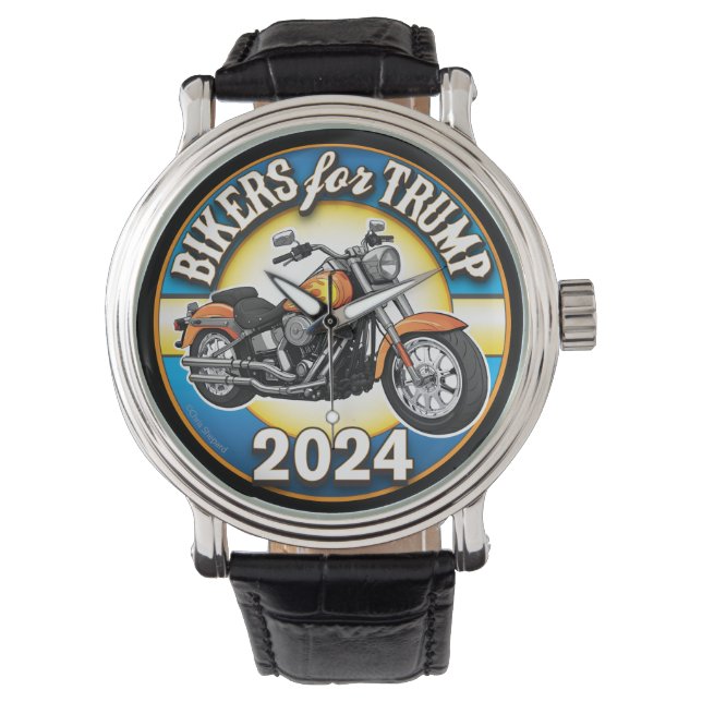 Bikers For Trump 2024 - Patriotic Cycling Watch (Front)