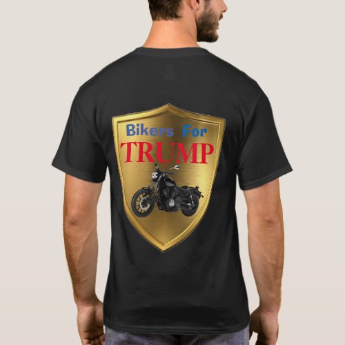Bikers For Trump Gold Shield Motorcycle T_Shirt