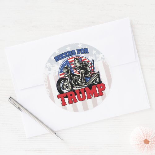 Bikers For TRUMP Patriotic President Motorcycle Classic Round Sticker