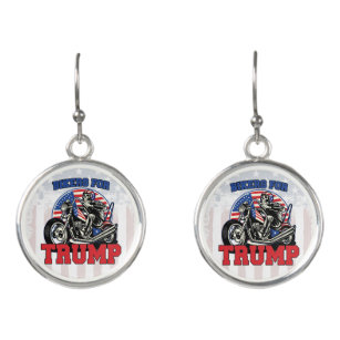 Bikers For TRUMP Patriotic President Motorcycle Earrings