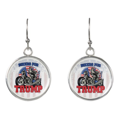 Bikers For TRUMP Patriotic President Motorcycle Earrings