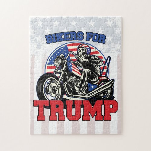 Bikers For TRUMP Patriotic President Motorcycle Jigsaw Puzzle