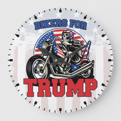 Bikers For TRUMP Patriotic President Motorcycle Large Clock
