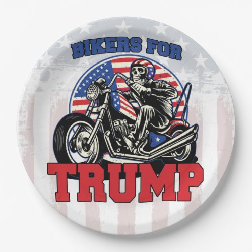 Bikers For TRUMP Patriotic President Motorcycle Paper Plates