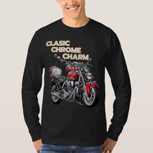 Biker's motorcycle Classic Chrome Charm T-Shirt (Front)