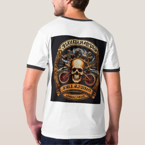 Bikers Skull Surfboard Fusion T_Shirt