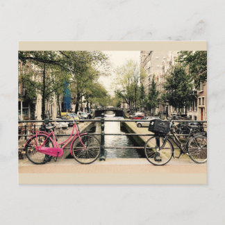 Bikes Along the Amsterdam Canel Postcard